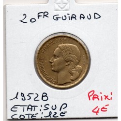 20 francs Coq Guiraud 1952B Sup, France pièce de monnaie