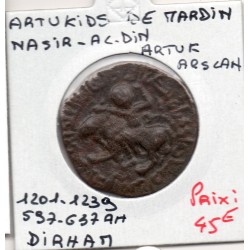 Artuqids de Mardin Nasir Al-din Artuk Arslan 1 Dirham 597-637 AH TTB pièce de monnaie