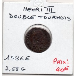 Double Tournois 1586 E Tours Henri III pièce de monnaie royale