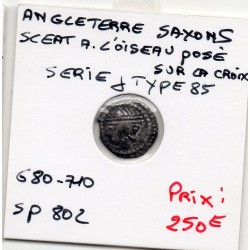 Anglo Saxons Sceat a l'oiseau sur la croix 710-760 TTB+ série J Type 85 pièce de monnaie