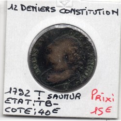 12 denier Constitution Louis XVI 1792 T. Saumur TB-, France pièce de monnaie