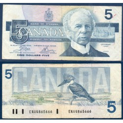 Canada Pick N°95a1, Billet de banque de 5 dollar 1986