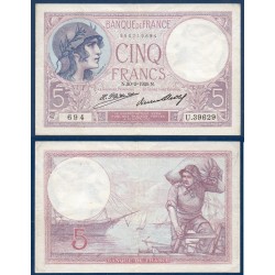 5 Francs Violet TTB 20.2.1929 Billet de la banque de France