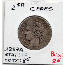 2 Francs Cérès 1887 TB, France pièce de monnaie