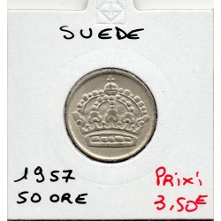 Suède 50 Ore 1957 Sup, KM 825 pièce de monnaie