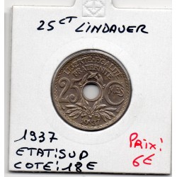 25 centimes Lindauer 1937 Sup, France pièce de monnaie