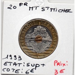 20 francs Mont St Michel 1993 Sup+, France pièce de monnaie