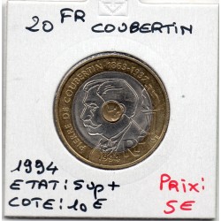 20 francs Coubertin 1994 Sup+, France pièce de monnaie