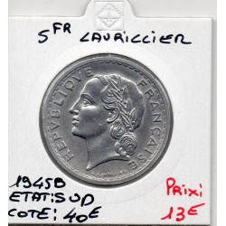 5 francs Lavrillier 1945 B Beaumont Sup, France pièce de monnaie