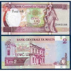 Malte Pick N°45d, Neuf Billet de banque de 2 Liri 1994