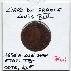 Liard de France 1656 G Lusignan TB- Louis XIV pièce de monnaie royale