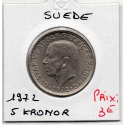 Suède 5 kronor 1972 Sup, KM 846 pièce de monnaie