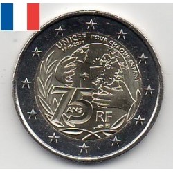 2 euros commémoratives France 2021 Unicef pieces de monnaie €