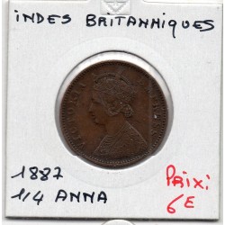 Inde Britannique 1/4 anna 1887 TTB+, KM 486 pièce de monnaie