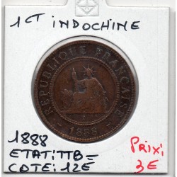 Indochine 1 cent 1888 TTB-, Lec 40 pièce de monnaie