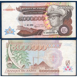 Zaire Pick N°46, Billet de banque de 5000000 Zaires 1992