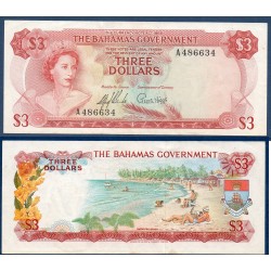 Bahamas Pick N°19a, Billet de banque de 3 dollars 1965