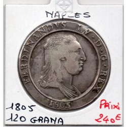 Italie Naples 120 Grana 1805 TTB, KM 247 pièce de monnaie