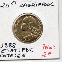 20 centimes Lagriffoul 1988 FDC, France pièce de monnaie