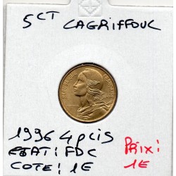 5 centimes Lagriffoul 1996 4 plis FDC, France pièce de monnaie