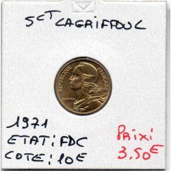 5 centimes Lagriffoul 1971 FDC, France pièce de monnaie