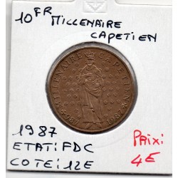 10 francs Millenaire Capétien 1987 FDC, France pièce de monnaie