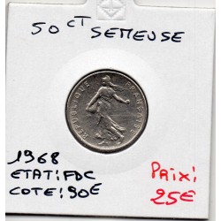 1/2 Franc Semeuse Nickel 1968 FDC, France pièce de monnaie