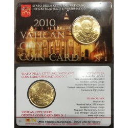 coincard n°1 Pièce 50 centimes d'euro 2010 Benoit XVI