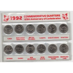 Canada Série 12 x 25 cents 1992 La confédération SPL, pièce de monnaie