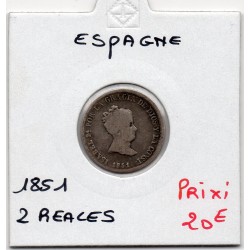 Espagne 2 reales 1851 TB, KM 526 pièce de monnaie