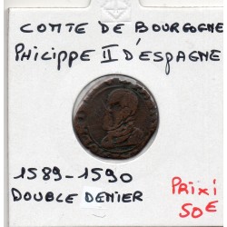 Franche Comté, Comté de Bourgogne, Philippe II d'espagne (1597) Double denier Besancon