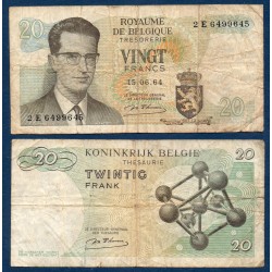 Belgique Pick N°138 TB, Billet de banque de 20 Franc Belge 1964