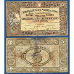 Suisse Pick N°11j, B Billet de banque de 5 Francs 1942