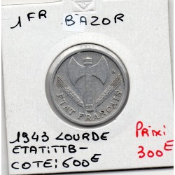 1 franc Francisque Bazor 1943 Lourde TTB-, France pièce de monnaie