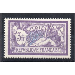 Timbre France Yvert No 206 merson 3 franc violet et bleu **