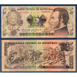 Honduras Pick N°63a, Billet de banque de 5 Lempiras 1978-1980