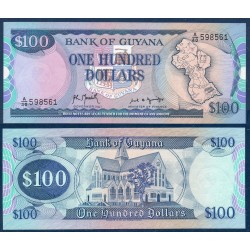 Guyana Pick N°28, Billet de banque de 100 Dollars 1989