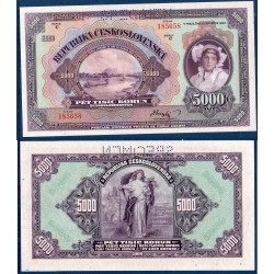 Tchécoslovaquie Pick N°19s, Billet de banque de 5000 Korun 1920 spécimen