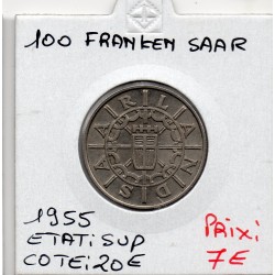 Sarre Saar, 100 franken 1955 Sup, Gad 4 pièce de monnaie