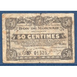 Bon de monnaie ville Roubaix Tourcoin 50 centimes B- 27.10.1917 pirot 59-2161 Billet