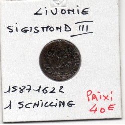 Livonie Sigismond III 1 Shilling 1587-1622 Riga Sup pièce de monnaie