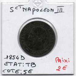 5 centimes Napoléon III tête nue 1854 D Lyon TB, France pièce de monnaie