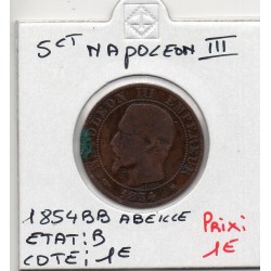 5 centimes Napoléon III tête nue 1854 BB Strasbourg Petite abeille B, France pièce de monnaie