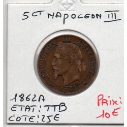 5 centimes Napoléon III tête laurée 1862 A Paris TTB, France pièce de monnaie