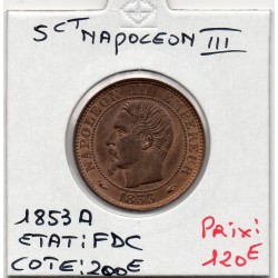 5 centimes Napoléon III tête nue 1853 A Paris FDC, France pièce de monnaie