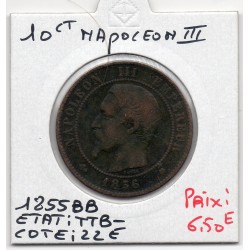 10 centimes Napoléon III tête nue 1855 BB ancre Strasbourg TTB-, France pièce de monnaie