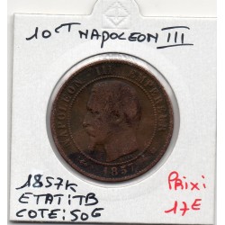 10 centimes Napoléon III tête nue 1857 k Bordeaux TB, France pièce de monnaie