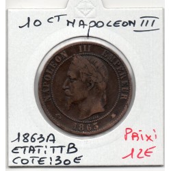10 centimes Napoléon III tête laurée 1863 A Paris TTB, France pièce de monnaie