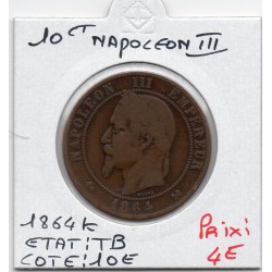 10 centimes Napoléon III tête laurée 1864 K Bordeaux TB, France pièce de monnaie