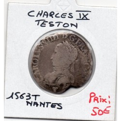 Teston 2eme Type 1563 T Nantes Charles IX pièce de monnaie royale